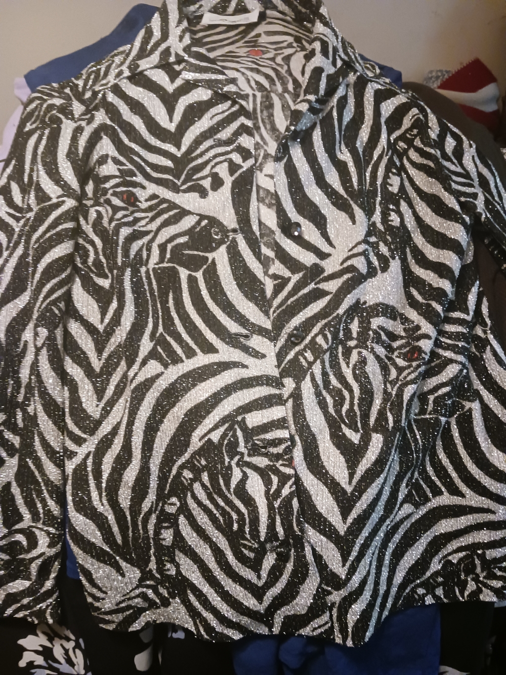 Black & White Zebra Print Button-Down Shirt